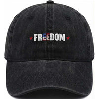 Patriotic Washed Cotton Baseball Cap Freedom American Flag 4th of July
