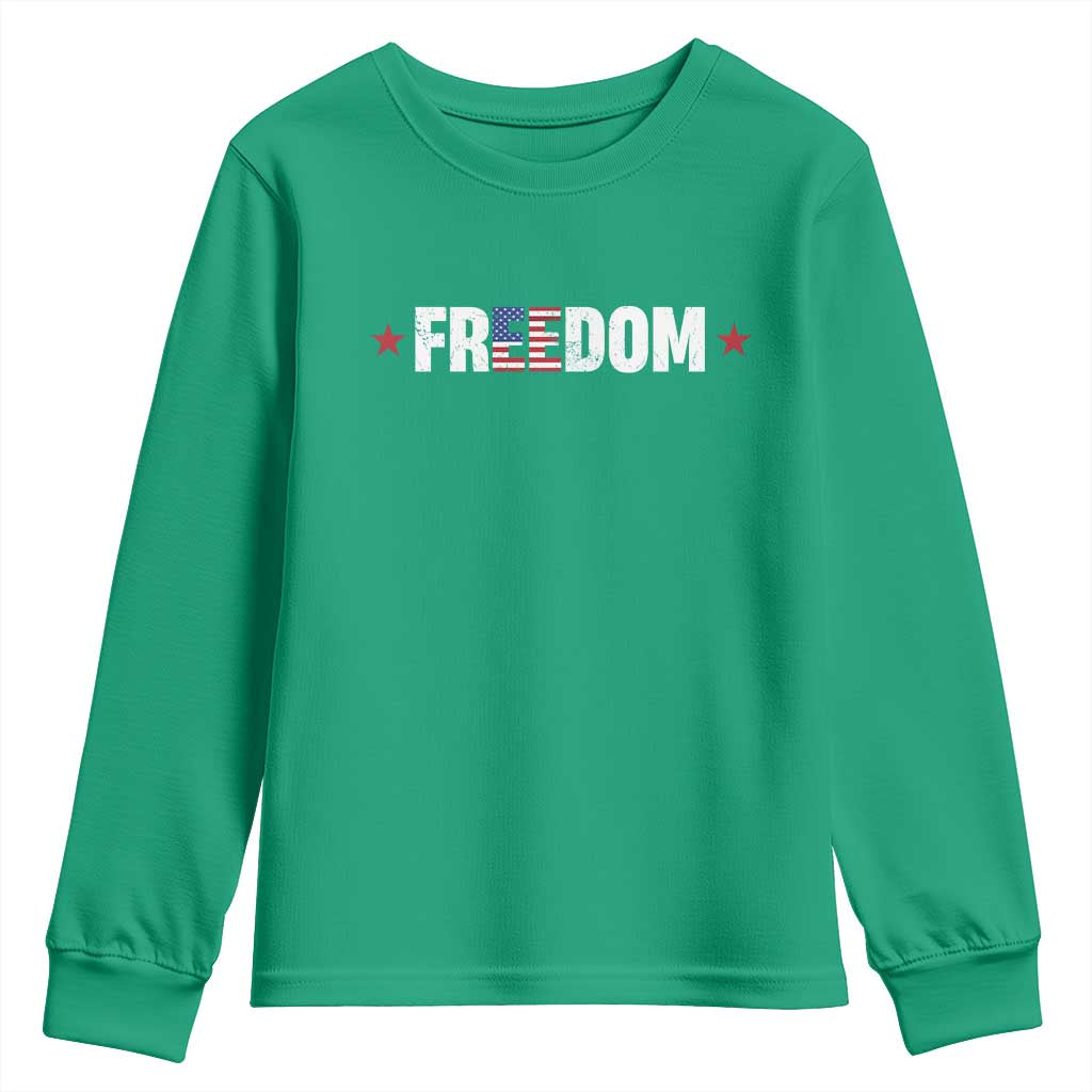 Patriotic Youth Sweatshirt Freedom American Flag 4th of July - Wonder Print Shop