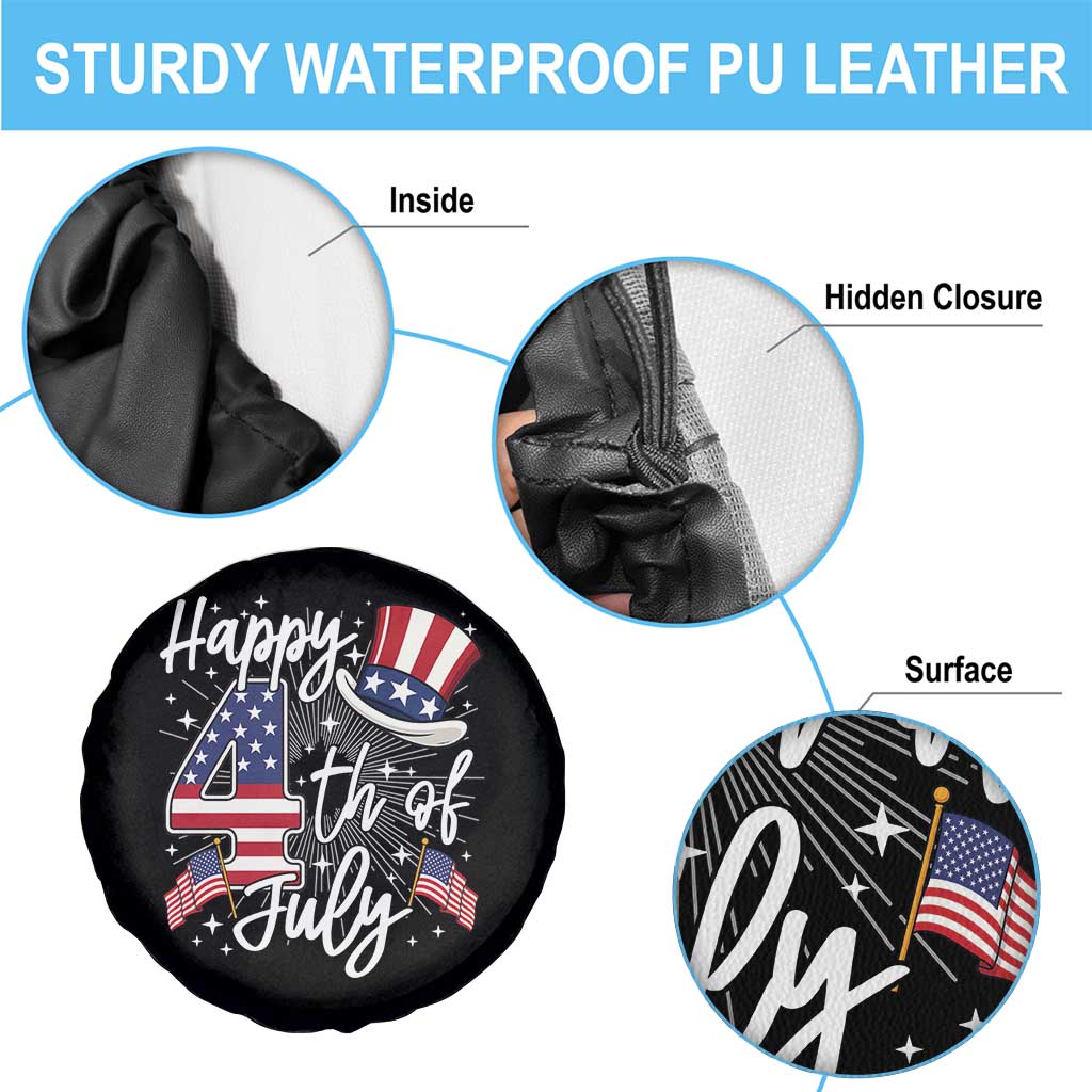 Happy 4th Of July Spare Tire Cover Patriotic American Flag USA - Wonder Print Shop