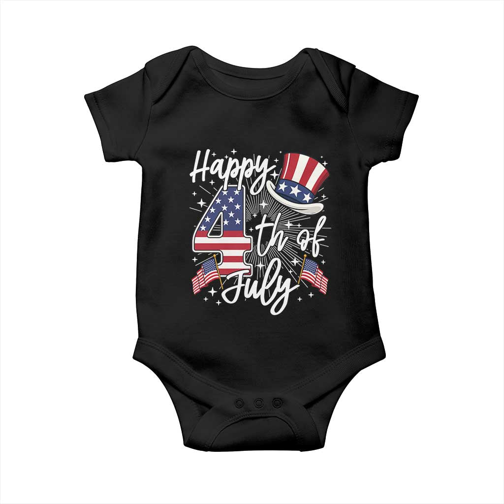 Happy 4th Of July Baby Onesie Patriotic American Flag USA - Wonder Print Shop