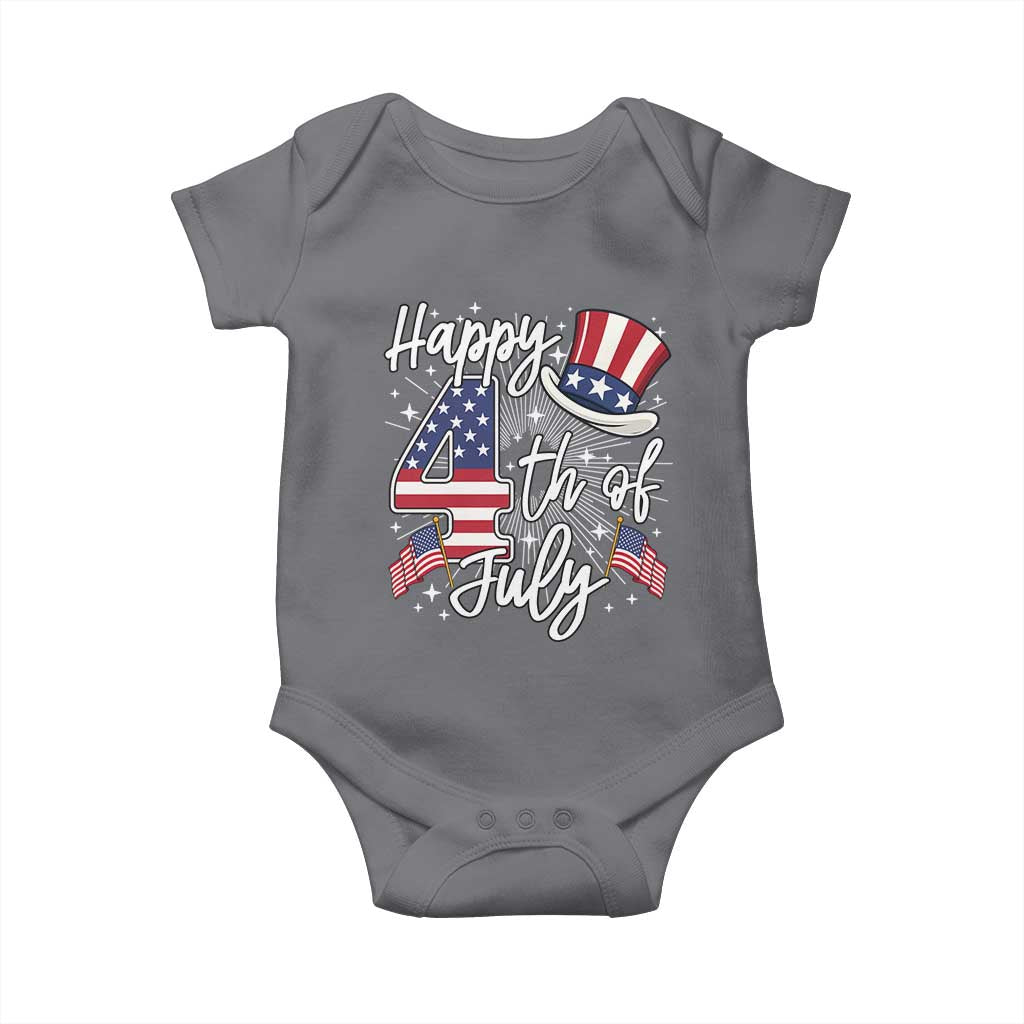 Happy 4th Of July Baby Onesie Patriotic American Flag USA - Wonder Print Shop