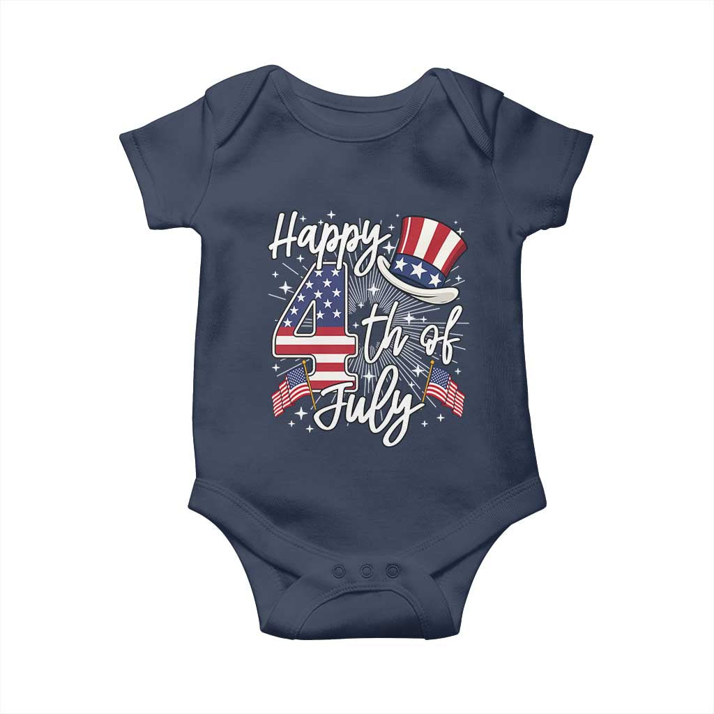 Happy 4th Of July Baby Onesie Patriotic American Flag USA - Wonder Print Shop
