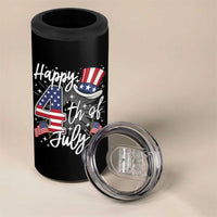 Happy 4th Of July 4 in 1 Can Cooler Tumbler Patriotic American Flag USA - Wonder Print Shop