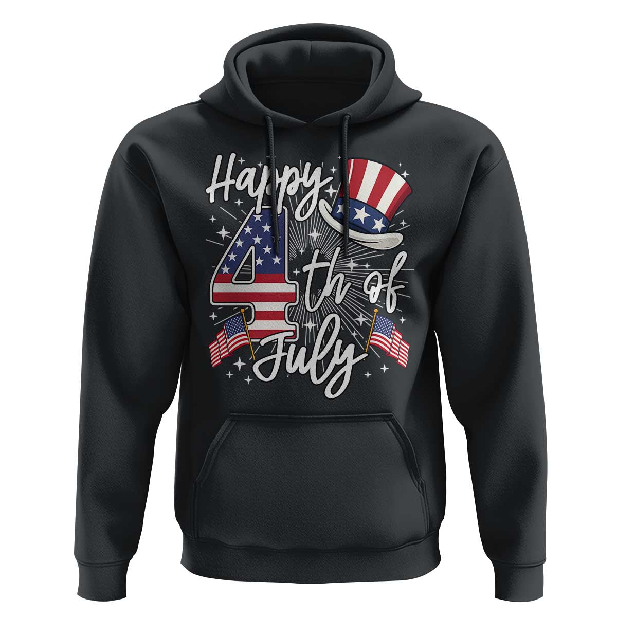Happy 4th Of July Hoodie Patriotic American Flag USA - Wonder Print Shop
