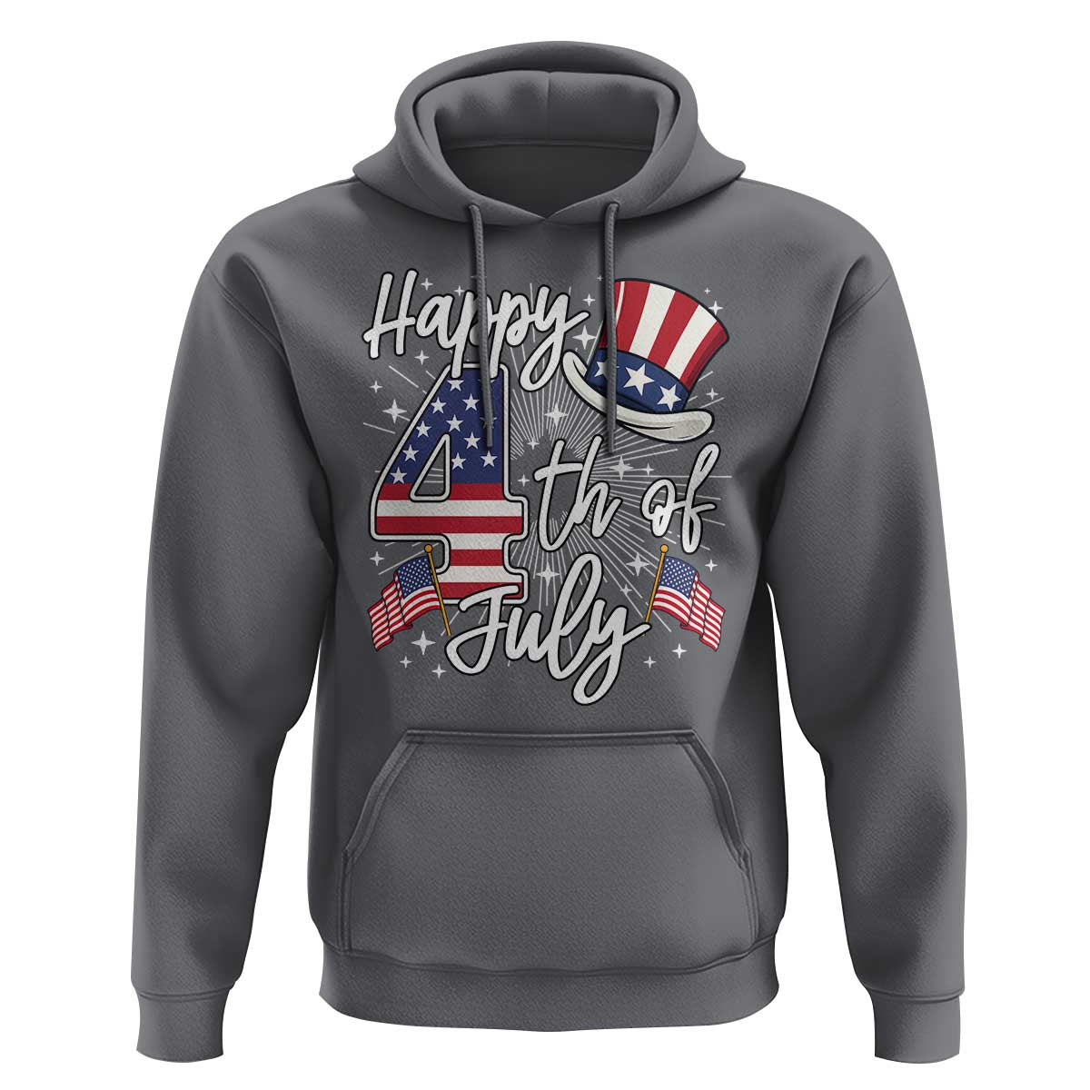 Happy 4th Of July Hoodie Patriotic American Flag USA - Wonder Print Shop