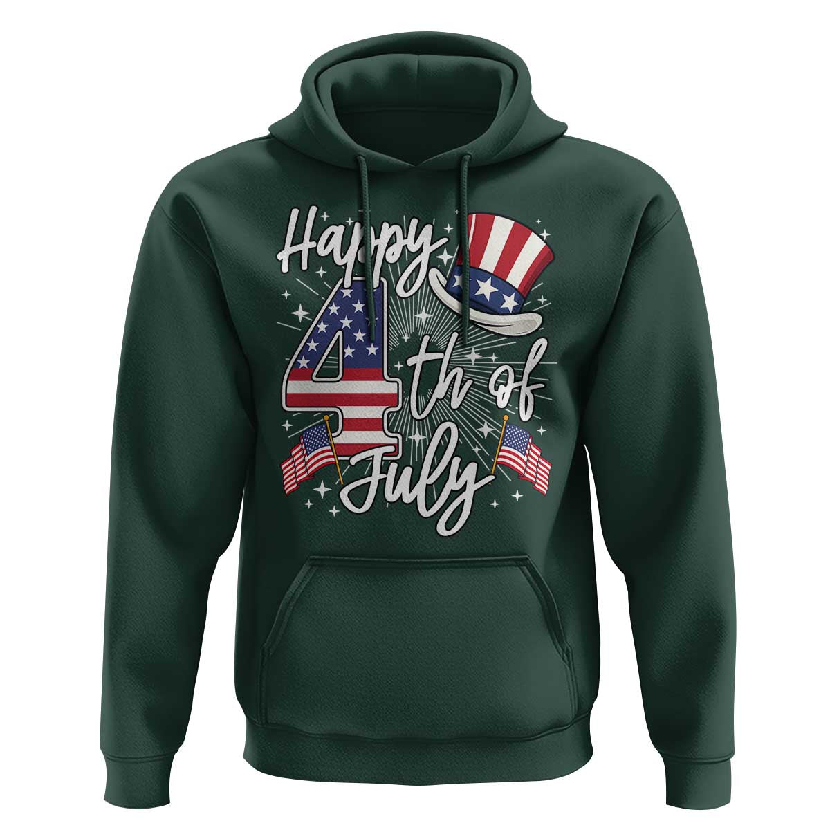 Happy 4th Of July Hoodie Patriotic American Flag USA - Wonder Print Shop