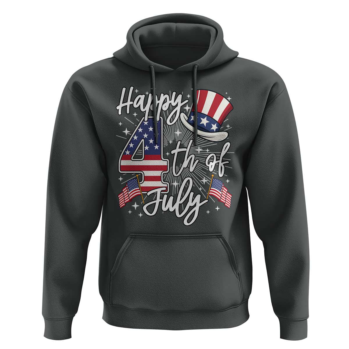 Happy 4th Of July Hoodie Patriotic American Flag USA - Wonder Print Shop