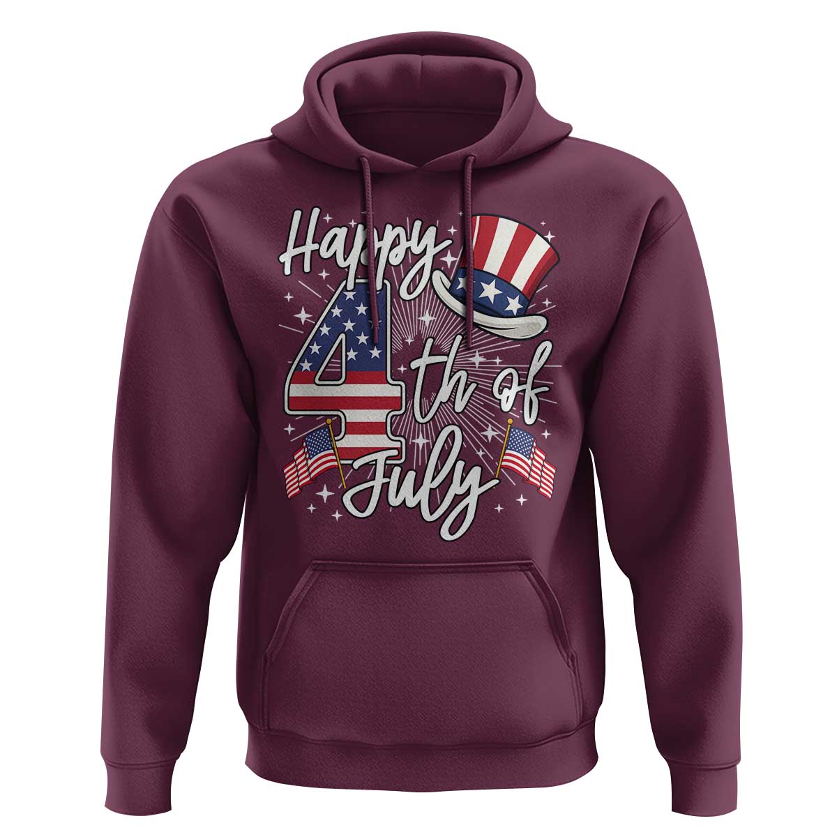 Happy 4th Of July Hoodie Patriotic American Flag USA - Wonder Print Shop