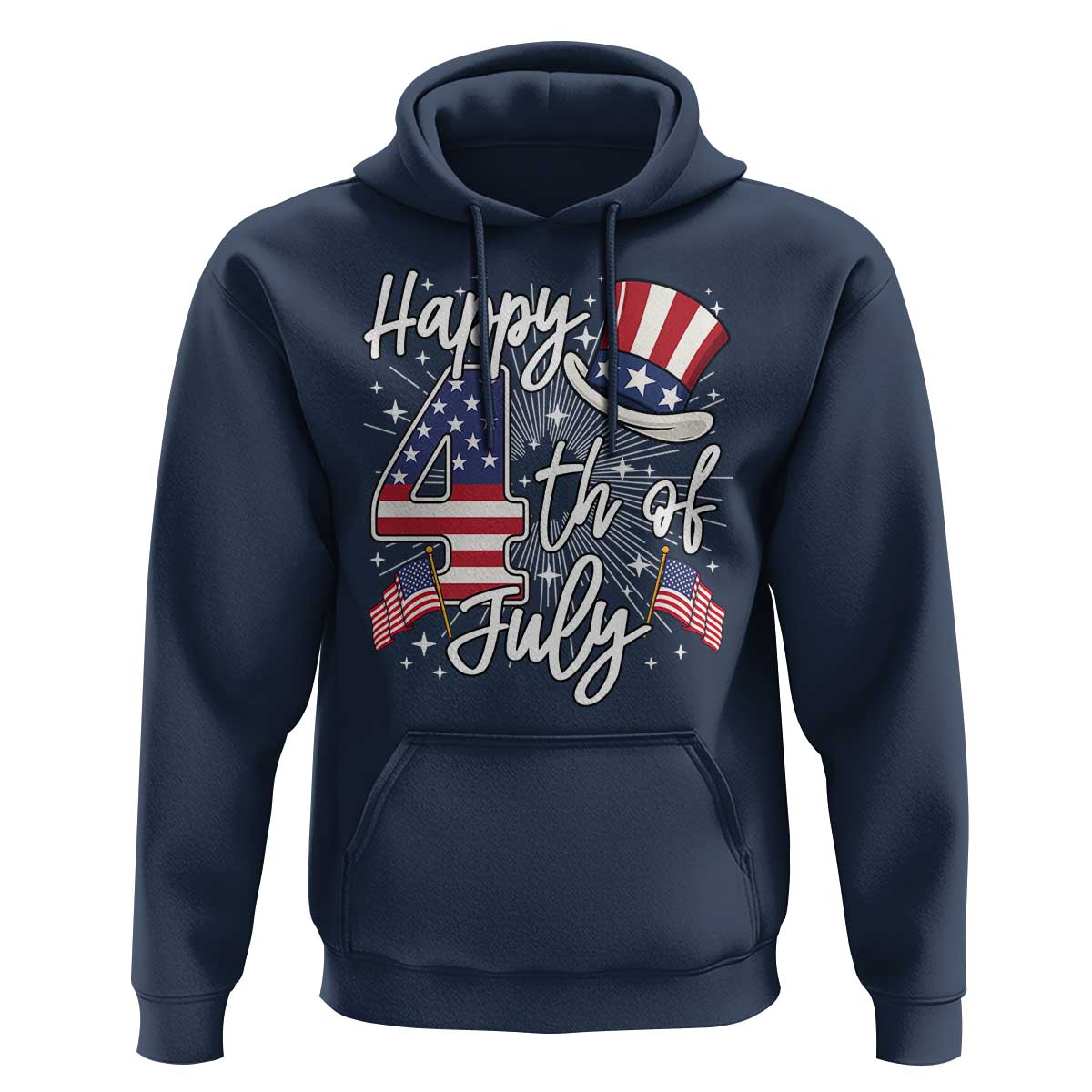 Happy 4th Of July Hoodie Patriotic American Flag USA - Wonder Print Shop