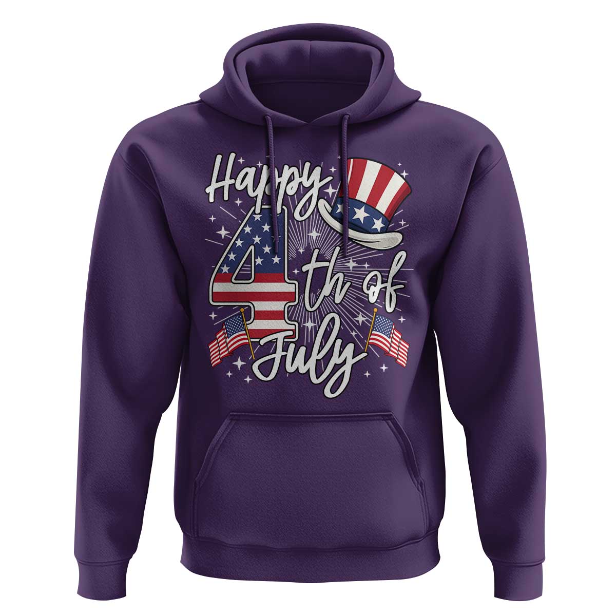 Happy 4th Of July Hoodie Patriotic American Flag USA - Wonder Print Shop