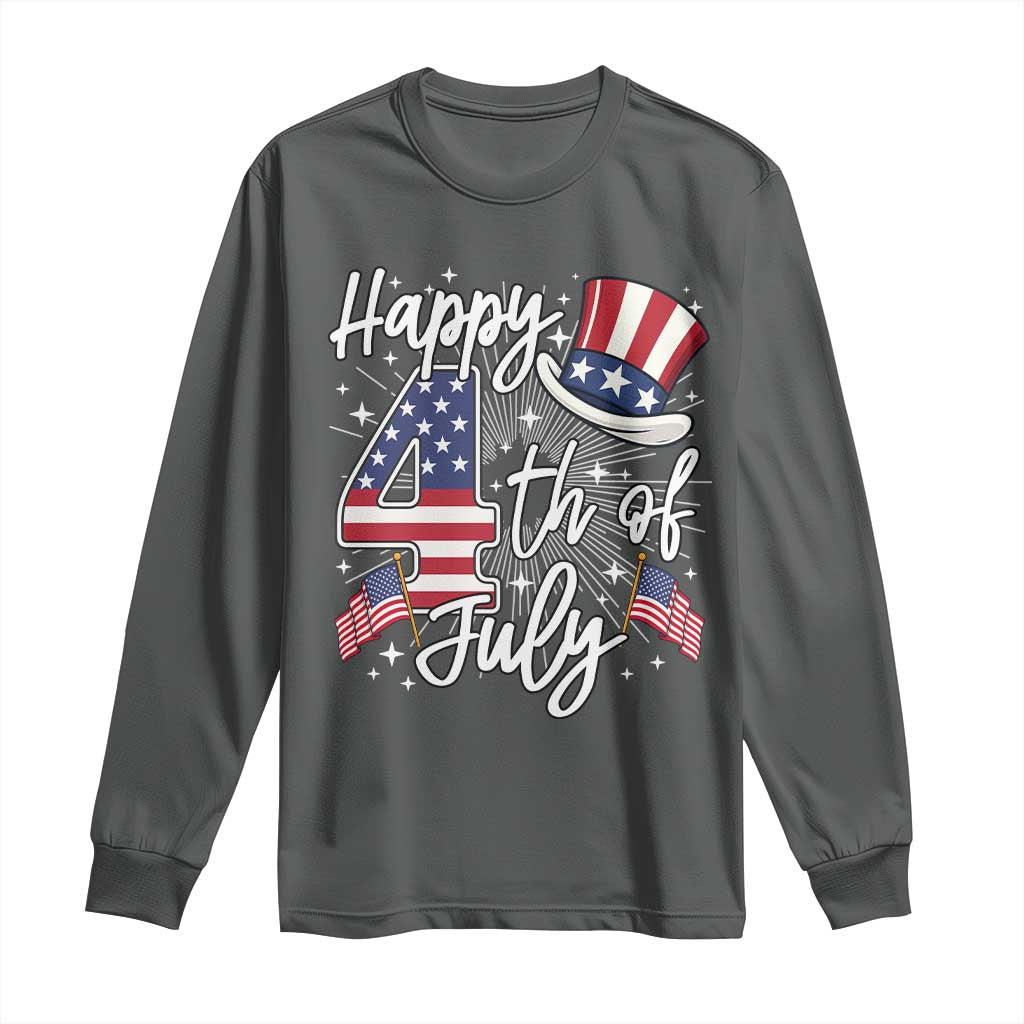 Happy 4th Of July Long Sleeve Shirt Patriotic American Flag USA - Wonder Print Shop