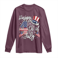 Happy 4th Of July Long Sleeve Shirt Patriotic American Flag USA - Wonder Print Shop