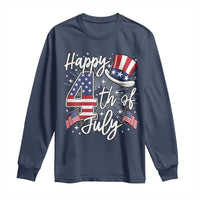 Happy 4th Of July Long Sleeve Shirt Patriotic American Flag USA - Wonder Print Shop