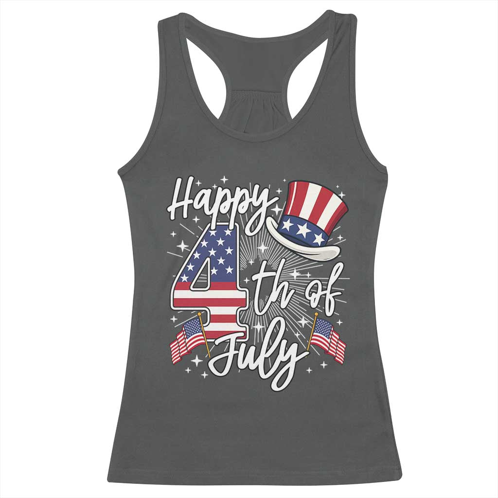 Happy 4th Of July Racerback Tank Top Patriotic American Flag USA - Wonder Print Shop