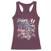 Happy 4th Of July Racerback Tank Top Patriotic American Flag USA - Wonder Print Shop