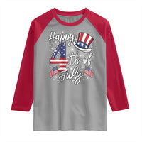 Happy 4th Of July Raglan Shirt Patriotic American Flag USA - Wonder Print Shop