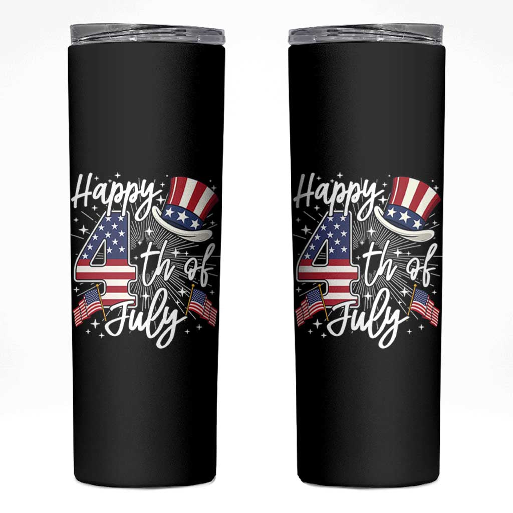 Happy 4th Of July Skinny Tumbler Patriotic American Flag USA - Wonder Print Shop