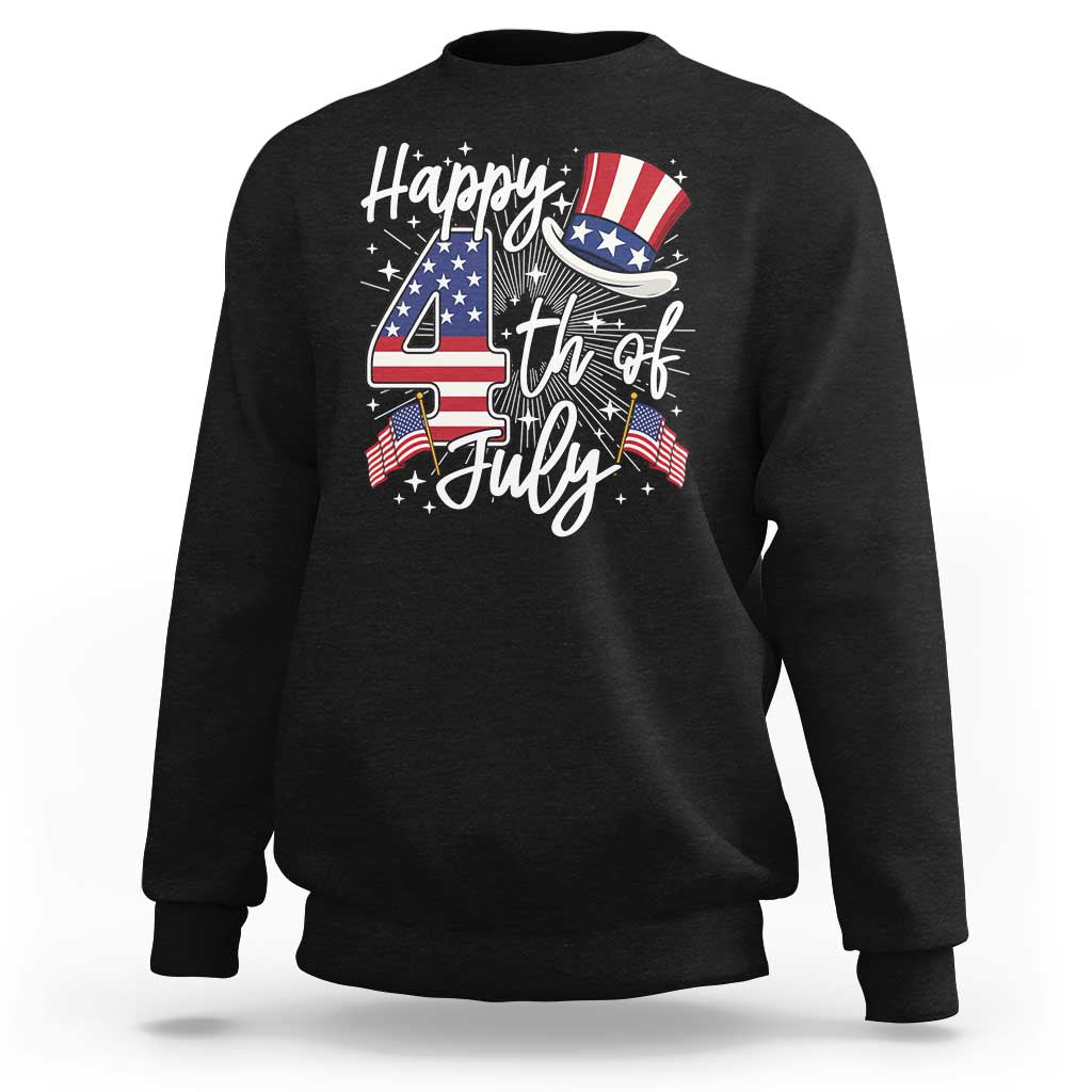 Happy 4th Of July Sweatshirt Patriotic American Flag USA - Wonder Print Shop