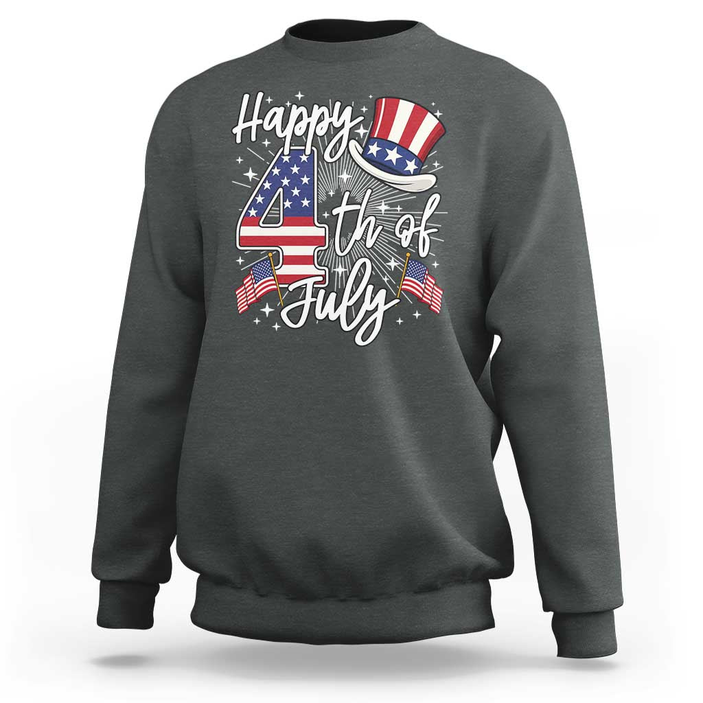 Happy 4th Of July Sweatshirt Patriotic American Flag USA - Wonder Print Shop
