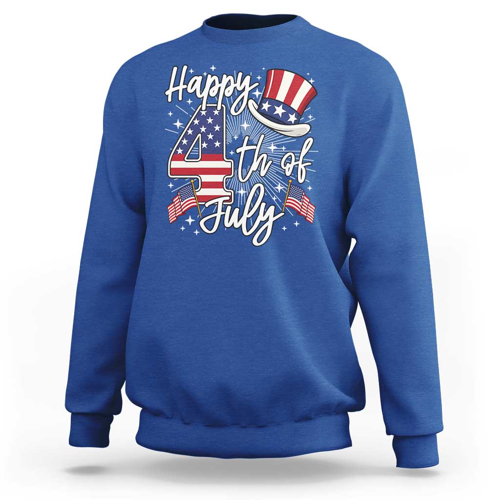 Happy 4th Of July Sweatshirt Patriotic American Flag USA - Wonder Print Shop