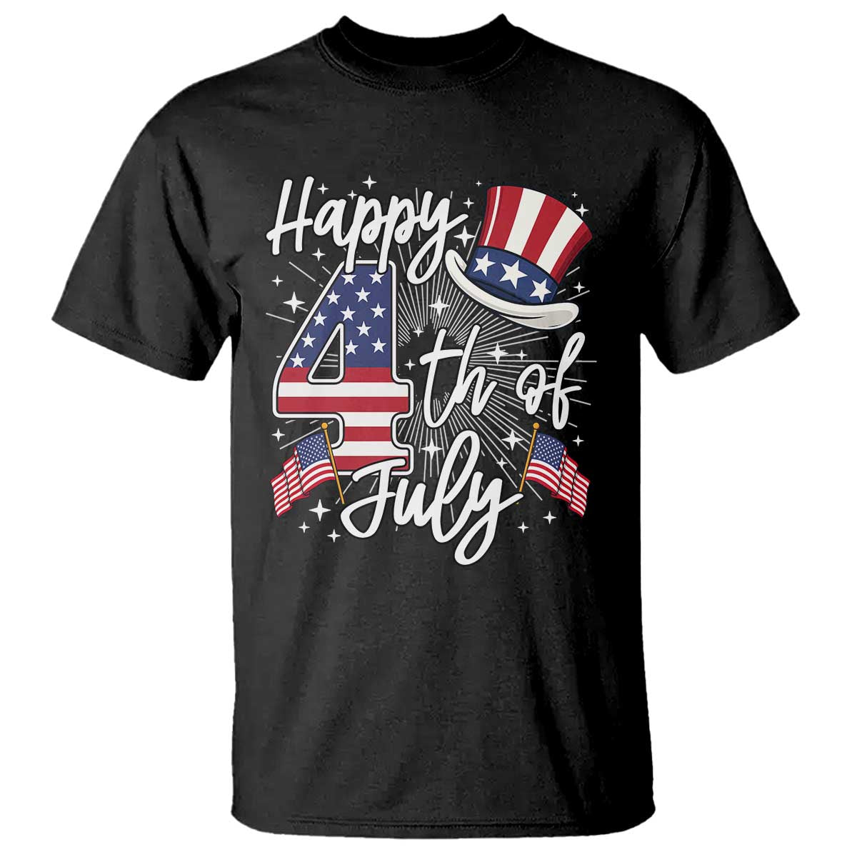 Happy 4th Of July T Shirt Patriotic American Flag USA - Wonder Print Shop