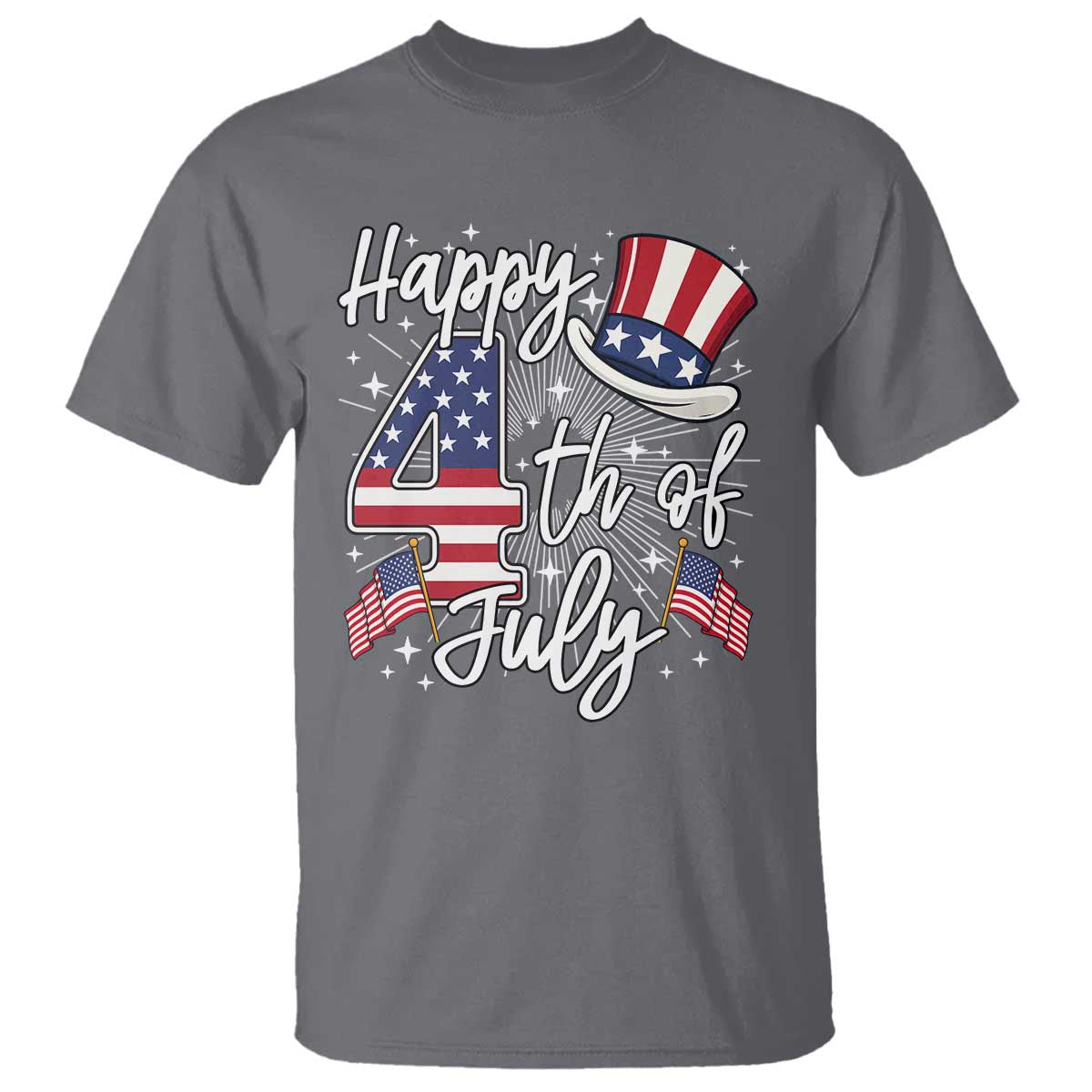 Happy 4th Of July T Shirt Patriotic American Flag USA - Wonder Print Shop