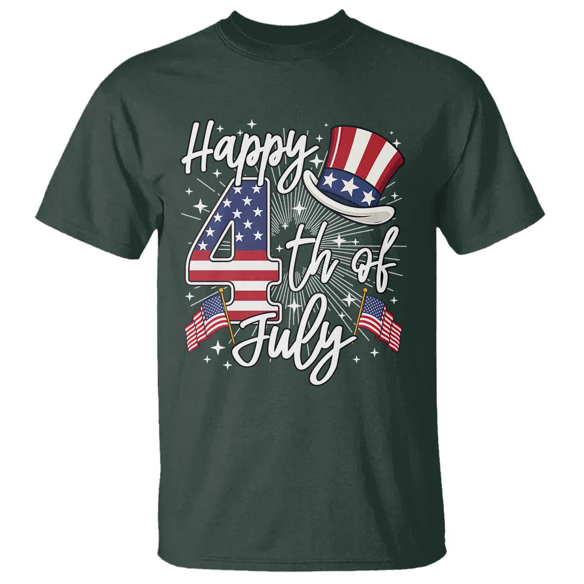 Happy 4th Of July T Shirt Patriotic American Flag USA - Wonder Print Shop