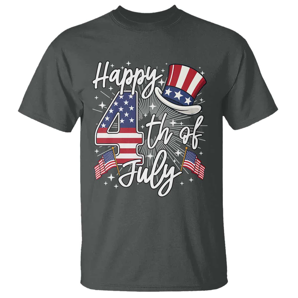 Happy 4th Of July T Shirt Patriotic American Flag USA - Wonder Print Shop