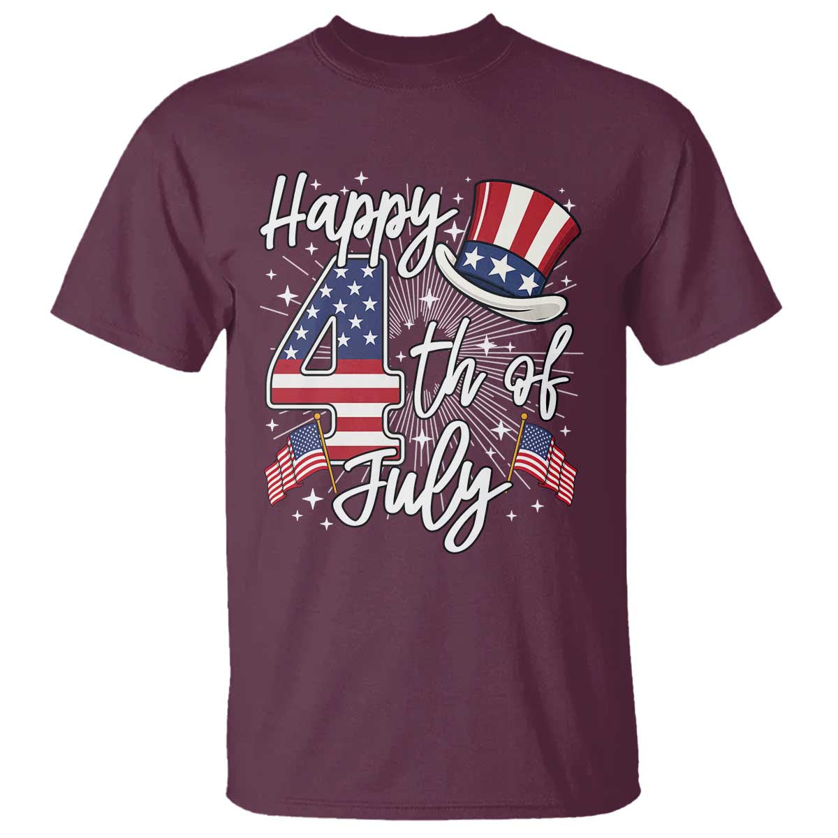 Happy 4th Of July T Shirt Patriotic American Flag USA - Wonder Print Shop