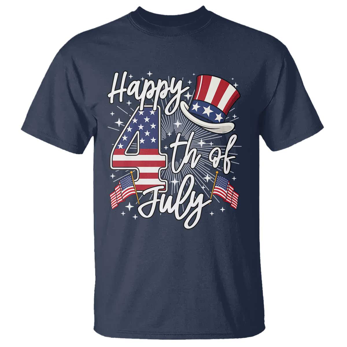 Happy 4th Of July T Shirt Patriotic American Flag USA - Wonder Print Shop