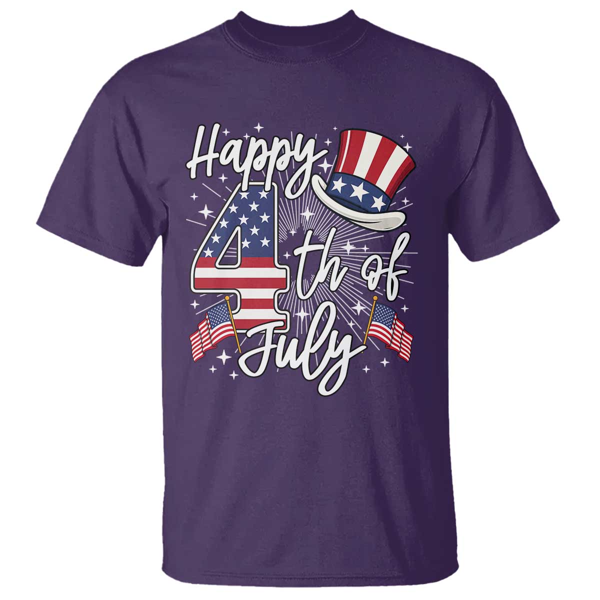 Happy 4th Of July T Shirt Patriotic American Flag USA - Wonder Print Shop