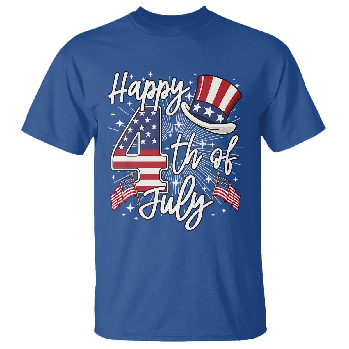 Happy 4th Of July T Shirt Patriotic American Flag USA - Wonder Print Shop
