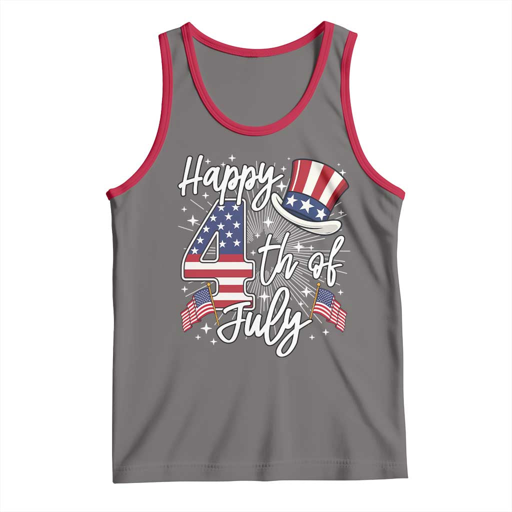 Happy 4th Of July Tank Top Patriotic American Flag USA - Wonder Print Shop