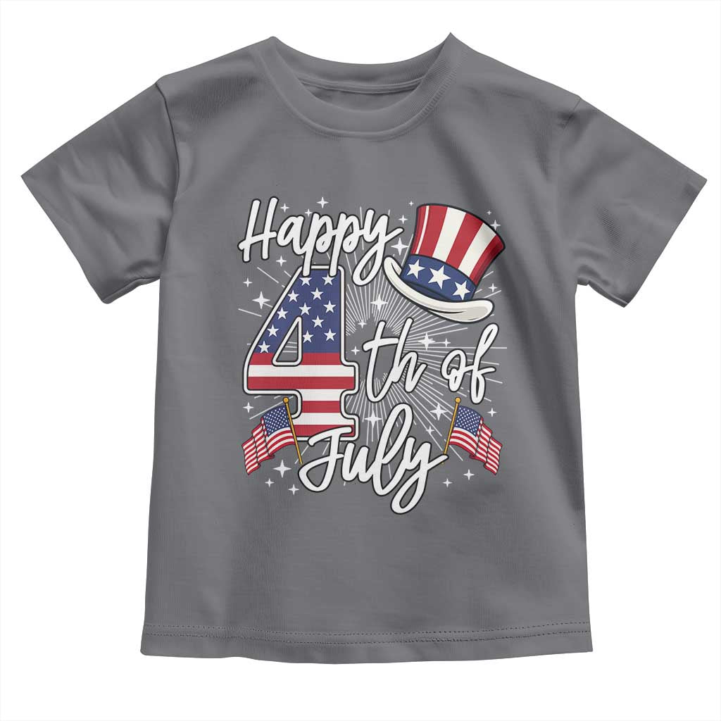Happy 4th Of July Toddler T Shirt Patriotic American Flag USA - Wonder Print Shop