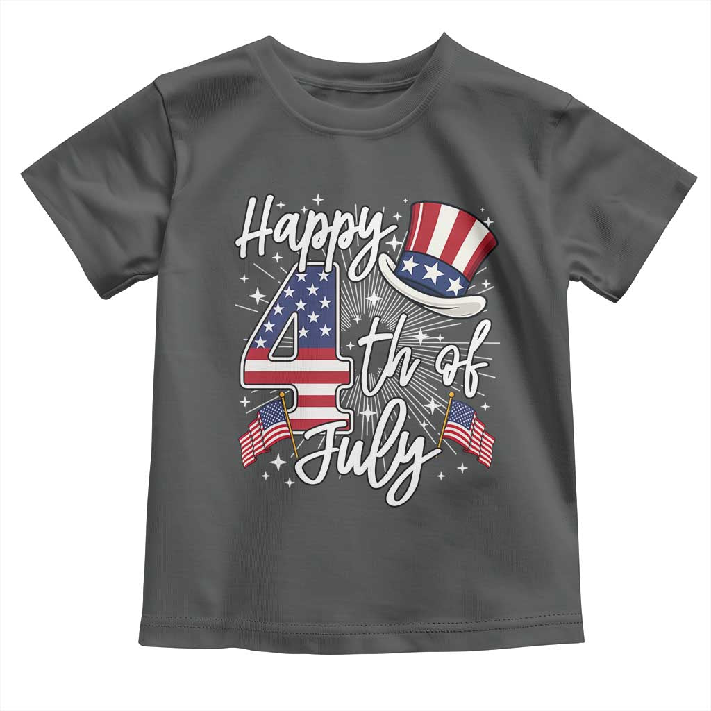 Happy 4th Of July Toddler T Shirt Patriotic American Flag USA - Wonder Print Shop