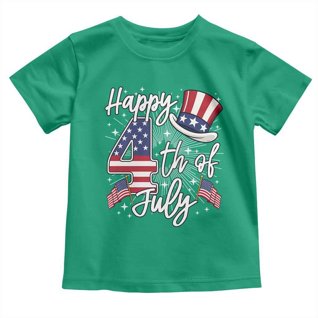 Happy 4th Of July Toddler T Shirt Patriotic American Flag USA - Wonder Print Shop