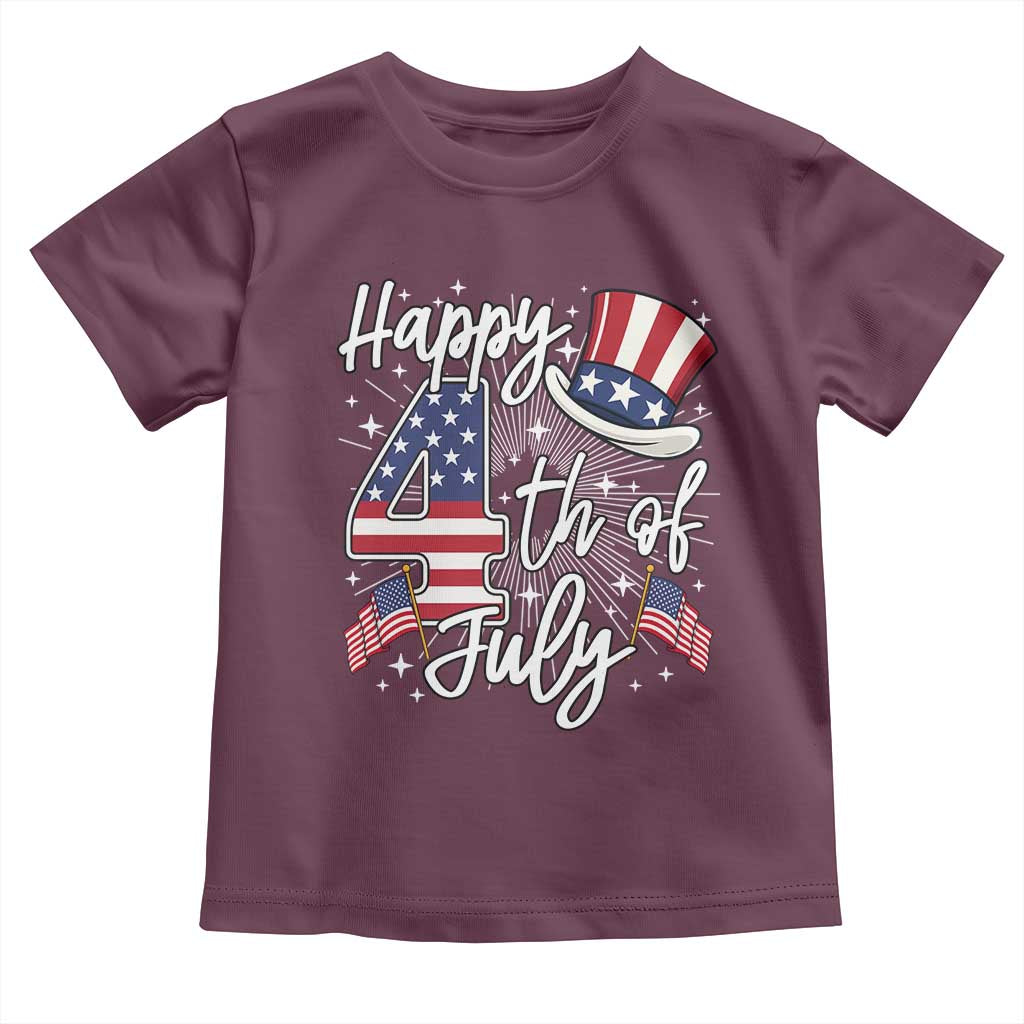 Happy 4th Of July Toddler T Shirt Patriotic American Flag USA - Wonder Print Shop