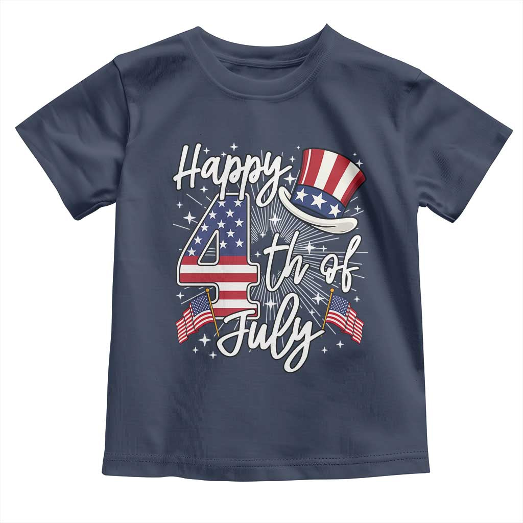 Happy 4th Of July Toddler T Shirt Patriotic American Flag USA - Wonder Print Shop