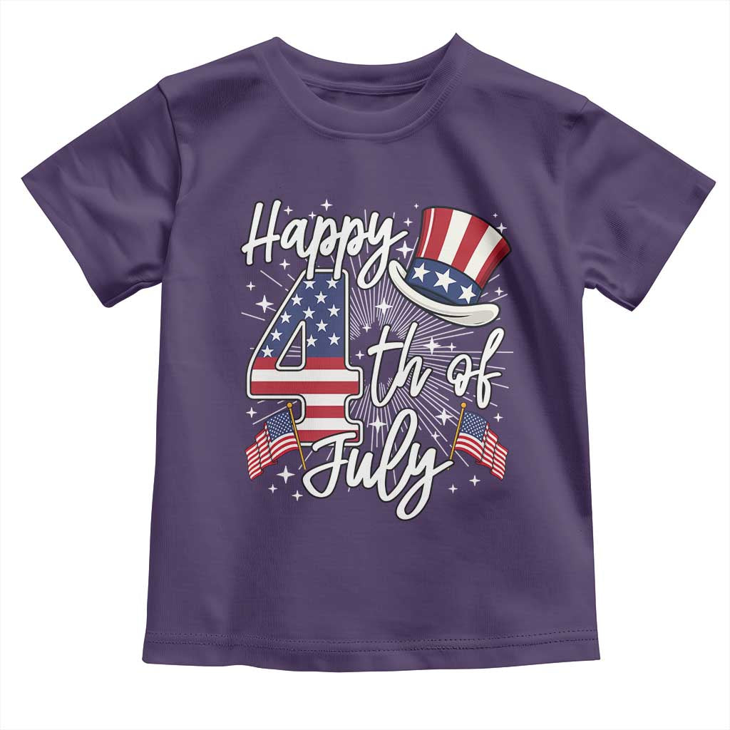 Happy 4th Of July Toddler T Shirt Patriotic American Flag USA - Wonder Print Shop