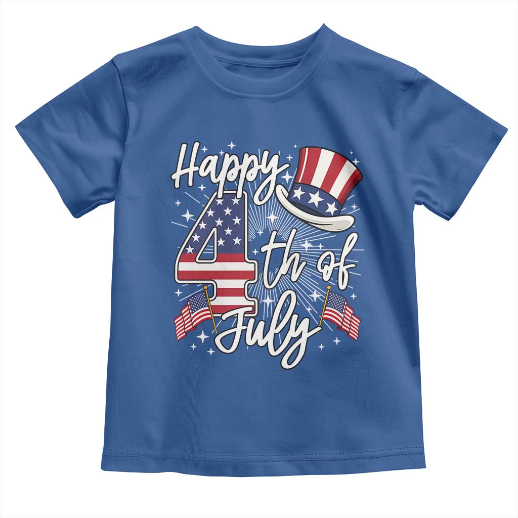 Happy 4th Of July Toddler T Shirt Patriotic American Flag USA - Wonder Print Shop