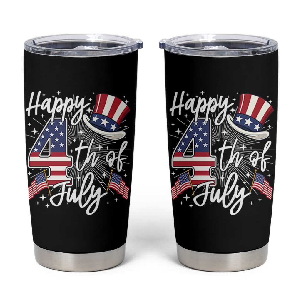 Happy 4th Of July Tumbler Cup Patriotic American Flag USA - Wonder Print Shop