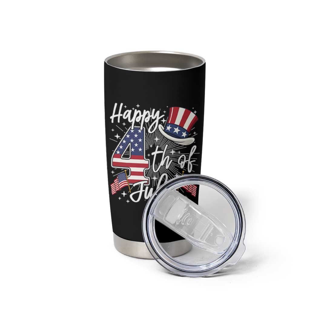 Happy 4th Of July Tumbler Cup Patriotic American Flag USA - Wonder Print Shop