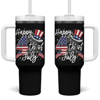 Happy 4th Of July Tumbler With Handle Patriotic American Flag USA - Wonder Print Shop