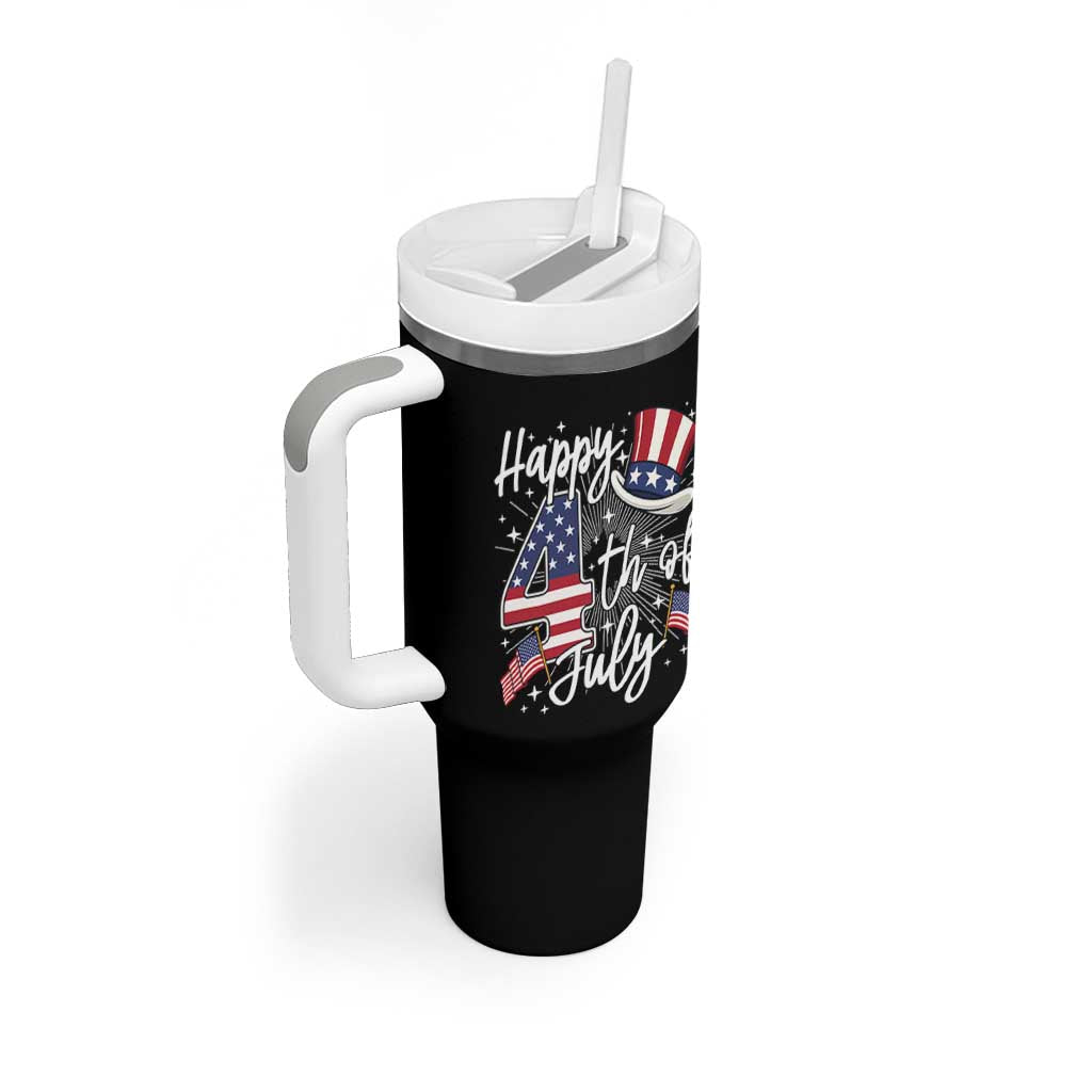 Happy 4th Of July Tumbler With Handle Patriotic American Flag USA - Wonder Print Shop