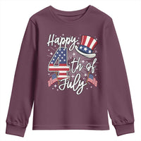 Happy 4th Of July Youth Sweatshirt Patriotic American Flag USA - Wonder Print Shop