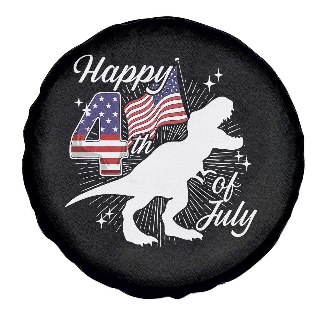 Dinosaur Happy 4th of July Spare Tire Cover Patriotic American Flag USA - Wonder Print Shop