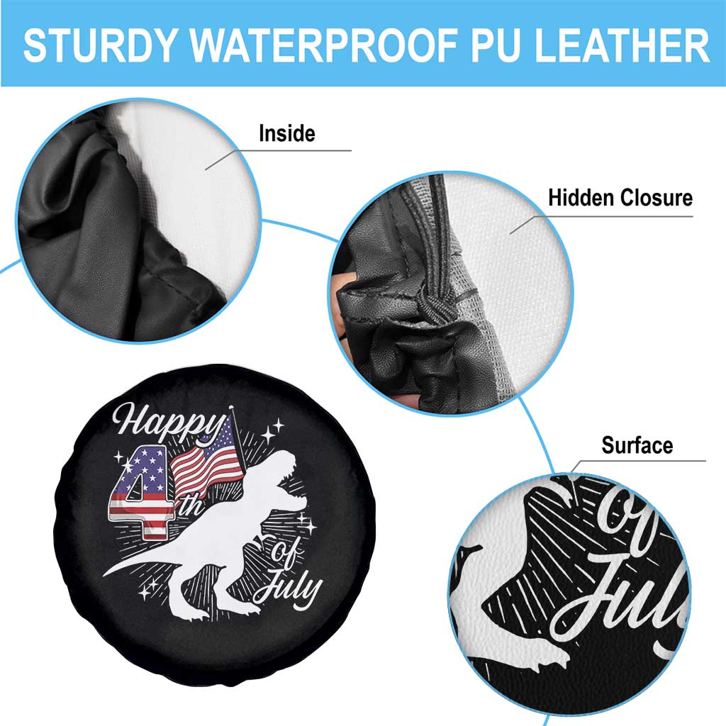 Dinosaur Happy 4th of July Spare Tire Cover Patriotic American Flag USA - Wonder Print Shop