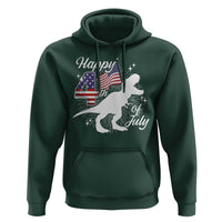 Dinosaur Happy 4th of July Hoodie Patriotic American Flag USA - Wonder Print Shop