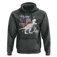 Dinosaur Happy 4th of July Hoodie Patriotic American Flag USA - Wonder Print Shop