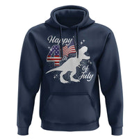 Dinosaur Happy 4th of July Hoodie Patriotic American Flag USA - Wonder Print Shop